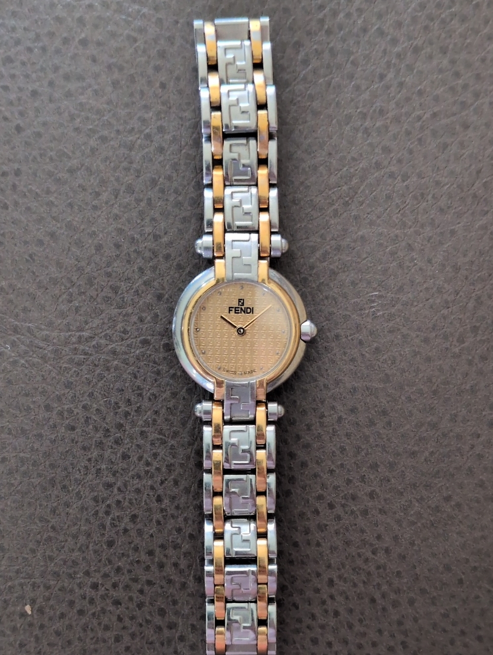 Vintage Fendi Orologi 760L Two-Tone Zucca Link Watch - Pristine Face